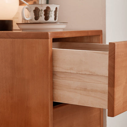 Modern Mid-Century Rectangular Rubberwood Pine Wood Space-Saving Corner Storage Cabinet 5-Drawer For Living Room