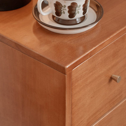 Modern Mid-Century Rectangular Rubberwood Pine Wood Space-Saving Corner Storage Cabinet 5-Drawer For Living Room