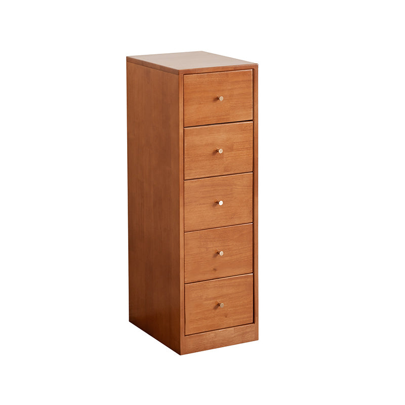 Modern Mid-Century Rectangular Rubberwood Pine Wood Space-Saving Corner Storage Cabinet 5-Drawer For Living Room