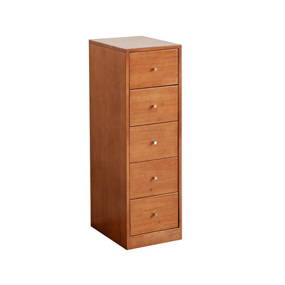 Modern Mid-Century Rectangular Rubberwood Pine Wood Space-Saving Corner Storage Cabinet 5-Drawer For Living Room