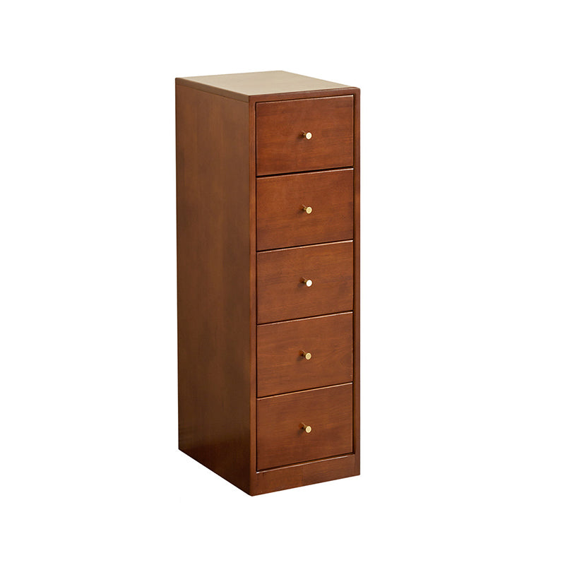 Modern Mid-Century Rectangular Rubberwood Pine Wood Space-Saving Corner Storage Cabinet 5-Drawer For Living Room