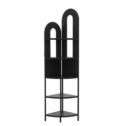 Traditional French Arched Fan-Shaped Iron Floor-Standing Corner Storage Shelf 5-Tier For Living Room