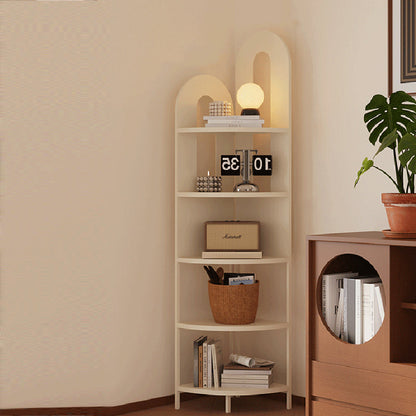 Traditional French Arched Fan-Shaped Iron Floor-Standing Corner Storage Shelf 5-Tier For Living Room