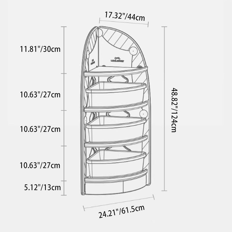 Modern Minimalist Eco-Friendly HDPE PP Plastic Fan-Shaped Kids Corner Storage Shelf 4-Tier For Living Room & Study