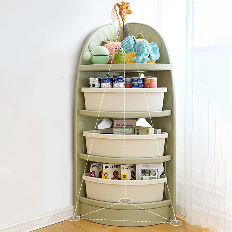 Modern Minimalist Eco-Friendly HDPE PP Plastic Fan-Shaped Kids Corner Storage Shelf 4-Tier For Living Room & Study