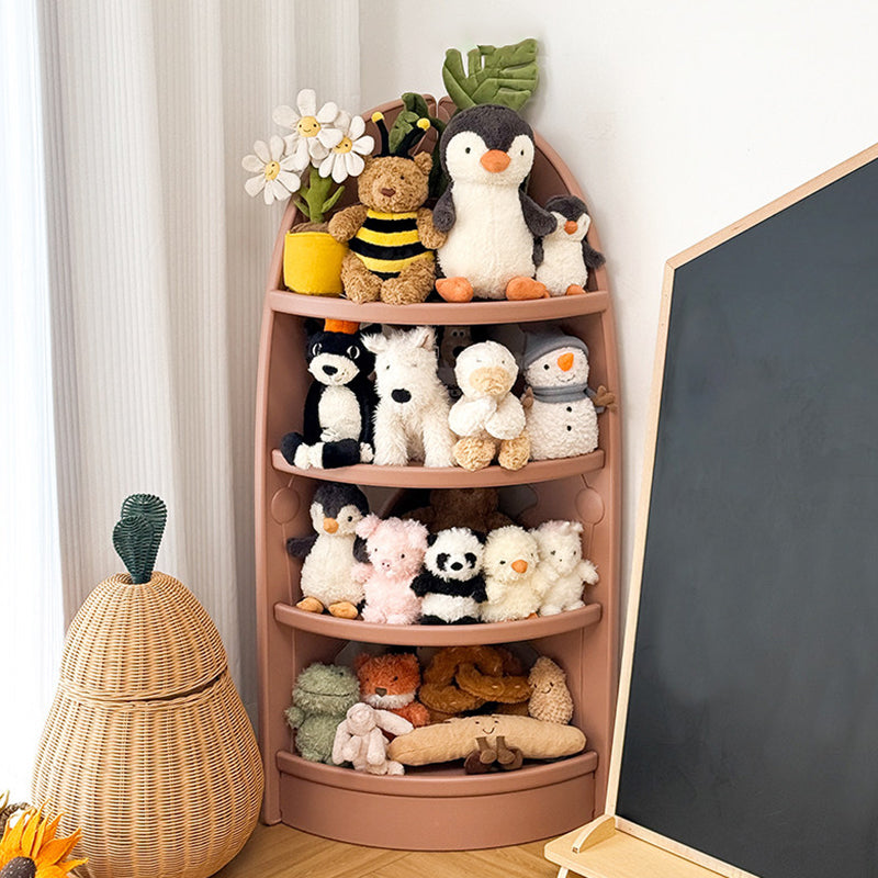 Modern Minimalist Eco-Friendly HDPE PP Plastic Fan-Shaped Kids Corner Storage Shelf 4-Tier For Living Room & Study
