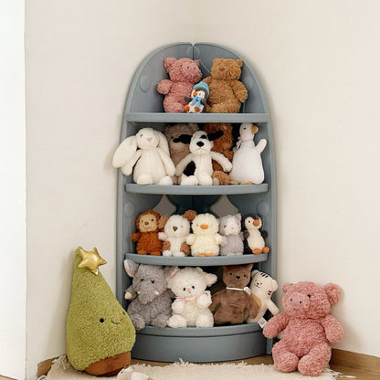 Modern Minimalist Eco-Friendly HDPE PP Plastic Fan-Shaped Kids Corner Storage Shelf 4-Tier For Living Room & Study
