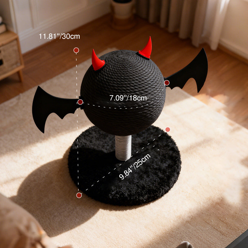Contemporary Creative Cartoon Devil Bat Hemp Rope Spring-Mounted Cat Scratcher 1-Scratching Post For Living Room