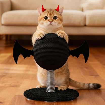 Contemporary Creative Cartoon Devil Bat Hemp Rope Spring-Mounted Cat Scratcher 1-Scratching Post For Living Room