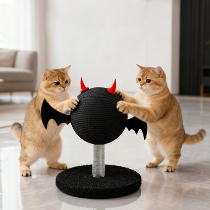 Contemporary Creative Cartoon Devil Bat Hemp Rope Spring-Mounted Cat Scratcher 1-Scratching Post For Living Room