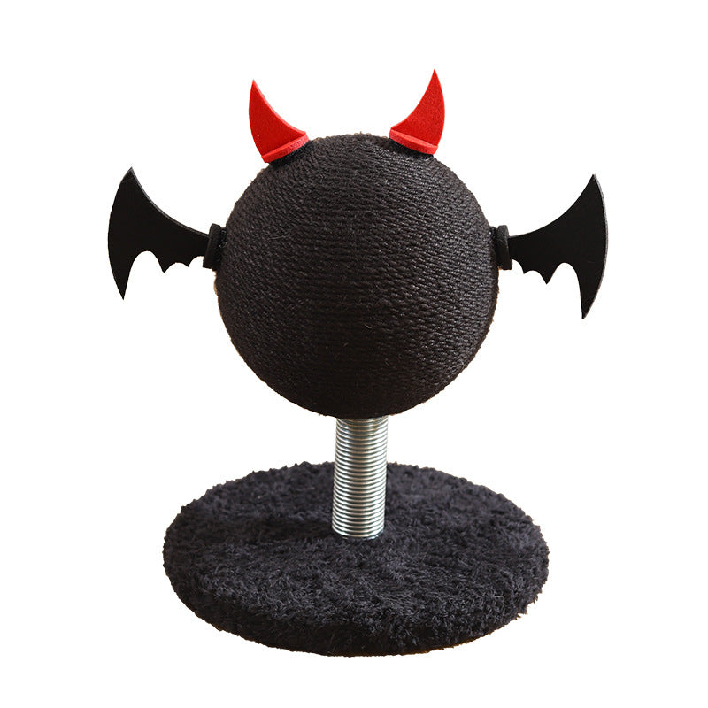 Contemporary Creative Cartoon Devil Bat Hemp Rope Spring-Mounted Cat Scratcher 1-Scratching Post For Living Room