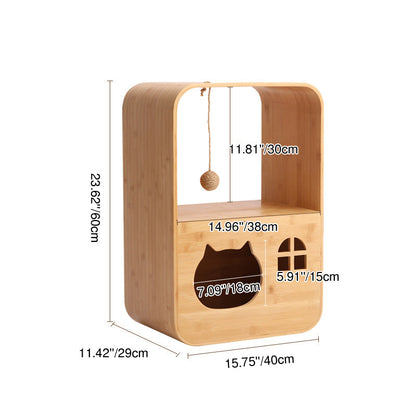 Modern Minimalist Rectangular Bamboo Multi-Functional Cat Bed 1-Hole For Living Room