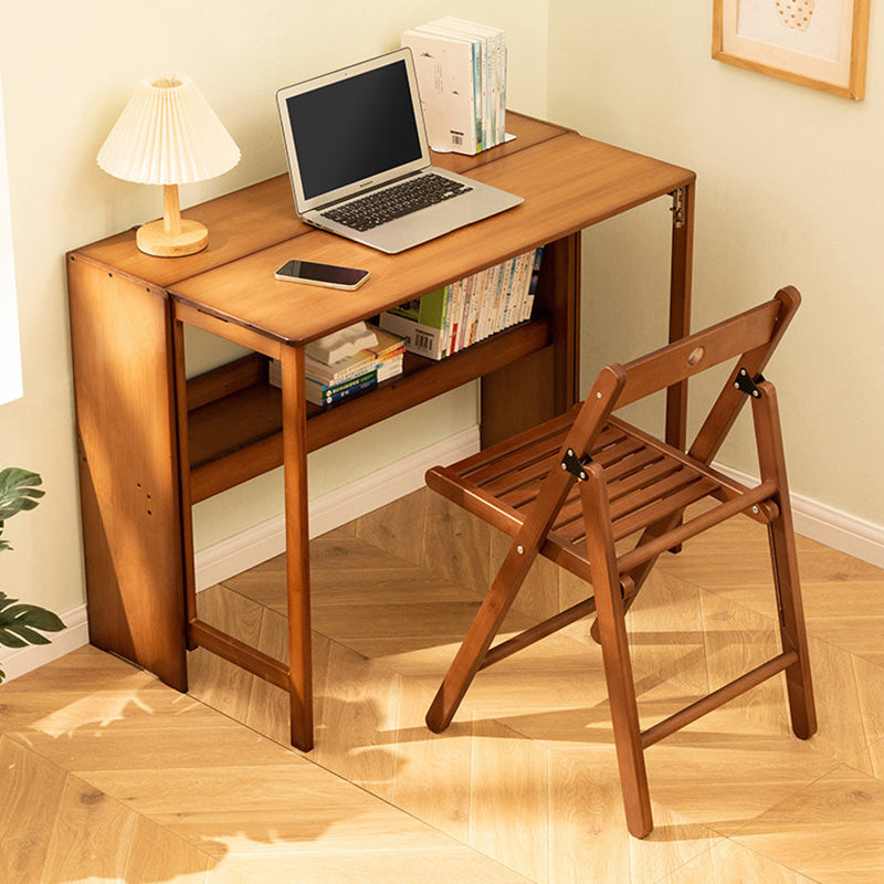 Modern Minimalist Rectangular Nan Bamboo Foldable Desk 2-Layer For Home Office
