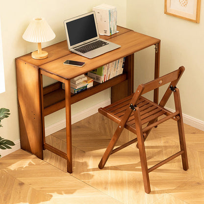 Modern Minimalist Rectangular Nan Bamboo Foldable Desk 2-Layer For Home Office