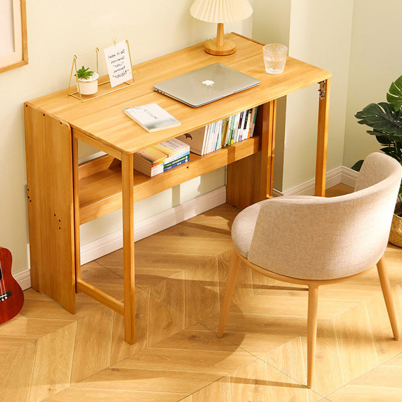 Modern Minimalist Rectangular Nan Bamboo Foldable Desk 2-Layer For Home Office