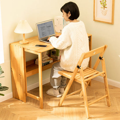 Modern Minimalist Rectangular Nan Bamboo Foldable Desk 2-Layer For Home Office