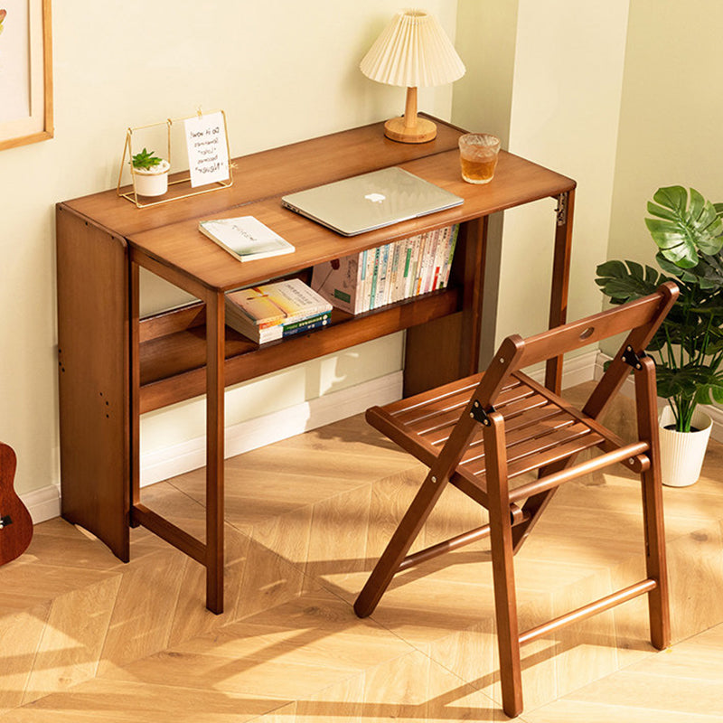 Modern Minimalist Rectangular Nan Bamboo Foldable Desk 2-Layer For Home Office