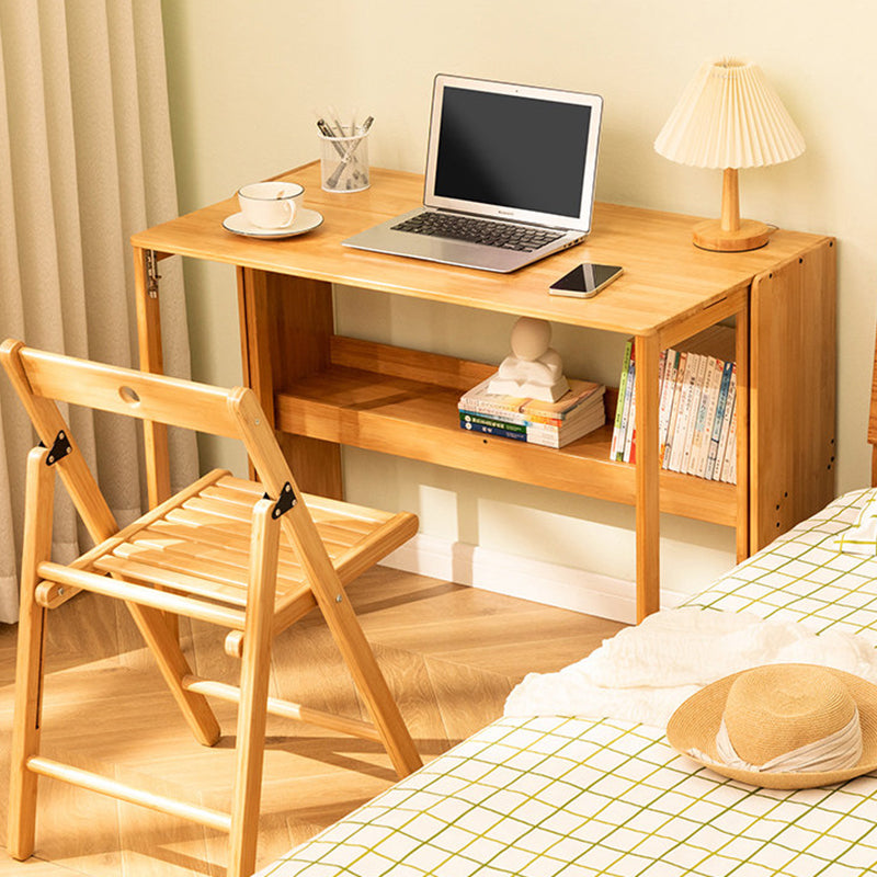 Modern Minimalist Rectangular Nan Bamboo Foldable Desk 2-Layer For Home Office