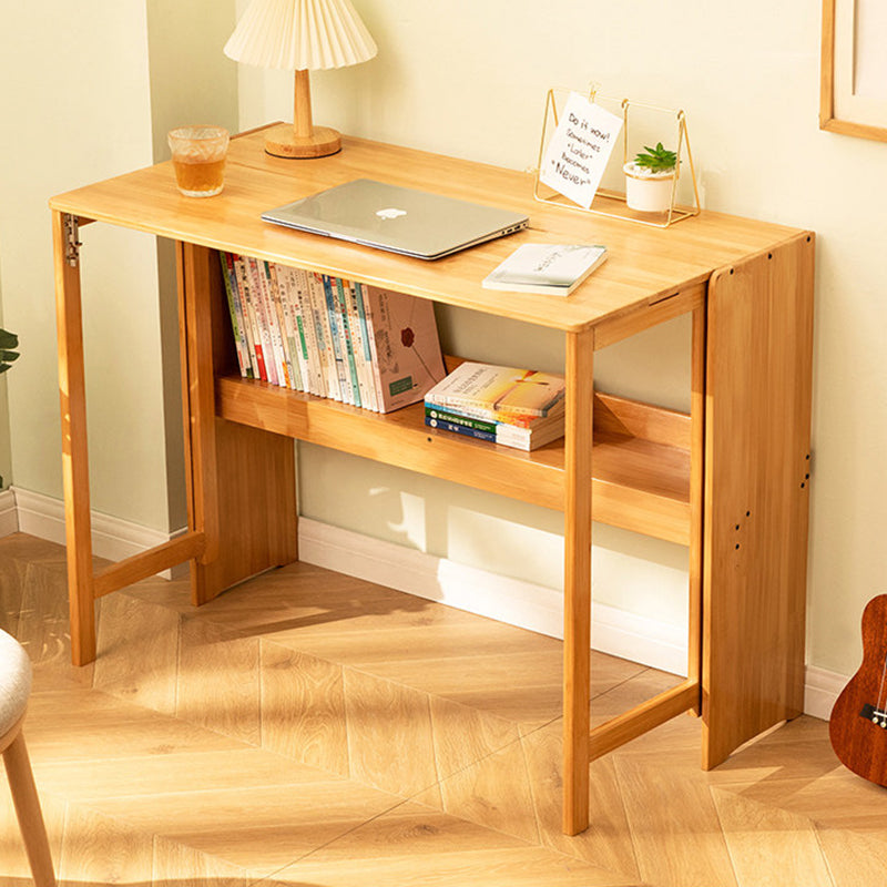 Modern Minimalist Rectangular Nan Bamboo Foldable Desk 2-Layer For Home Office