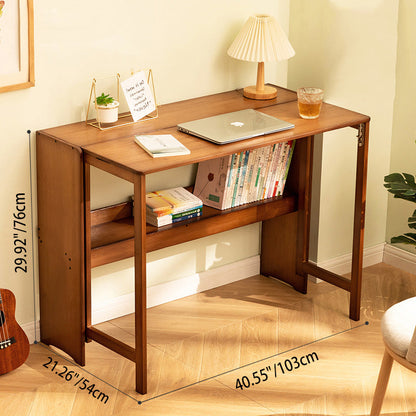 Modern Minimalist Rectangular Nan Bamboo Foldable Desk 2-Layer For Home Office