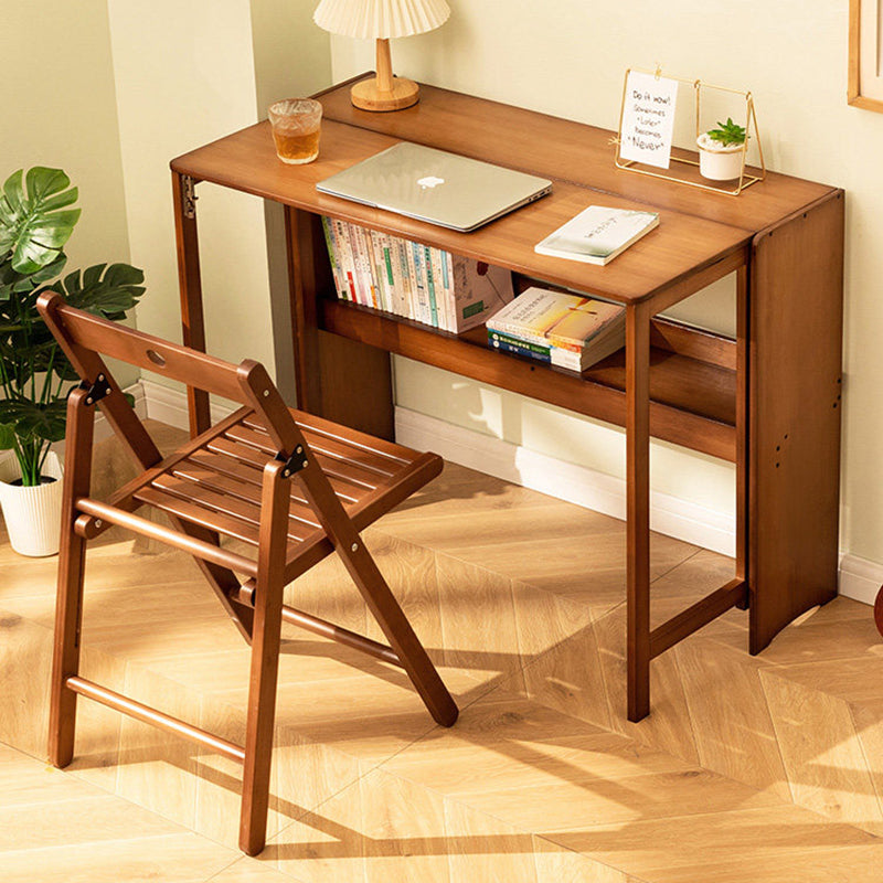 Modern Minimalist Rectangular Nan Bamboo Foldable Desk 2-Layer For Home Office