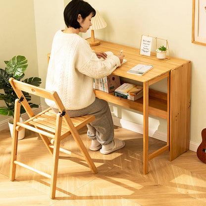 Modern Minimalist Rectangular Nan Bamboo Foldable Desk 2-Layer For Home Office