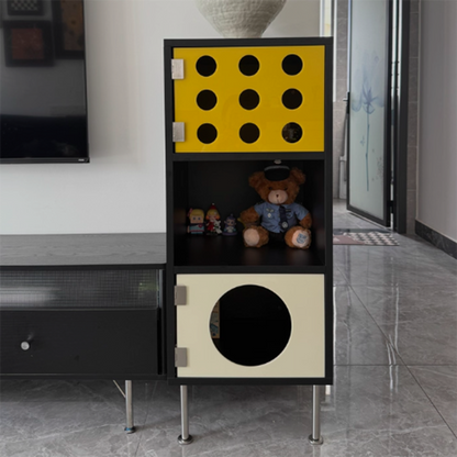 Contemporary Scandinavian Solid Wood Particle Board Stainless Steel Acrylic Rectangular Side Storage Cabinet 3-Cabinet For Living Room