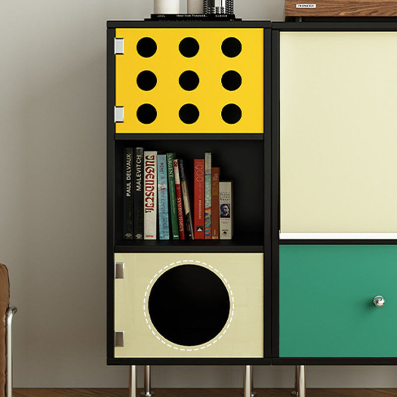 Contemporary Scandinavian Solid Wood Particle Board Stainless Steel Acrylic Rectangular Side Storage Cabinet 3-Cabinet For Living Room