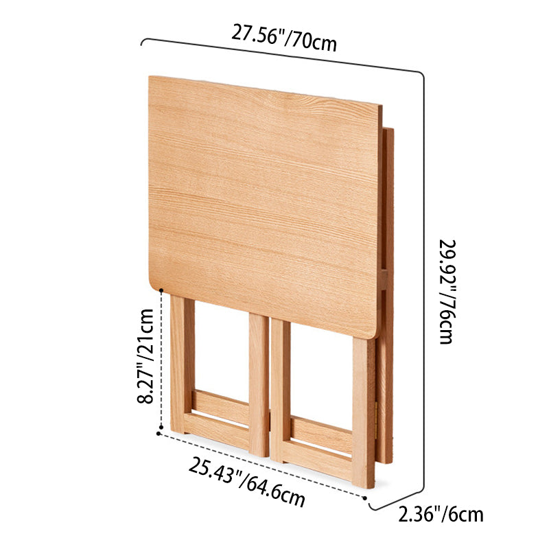 Modern Minimalist Rectangular Red Oak Wood Foldable Desk 1-Tier Storage For Home Office