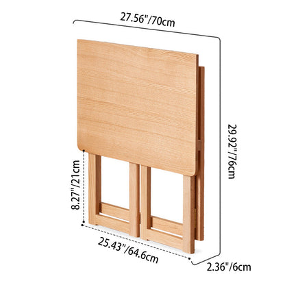 Modern Minimalist Rectangular Red Oak Wood Foldable Desk 1-Tier Storage For Home Office