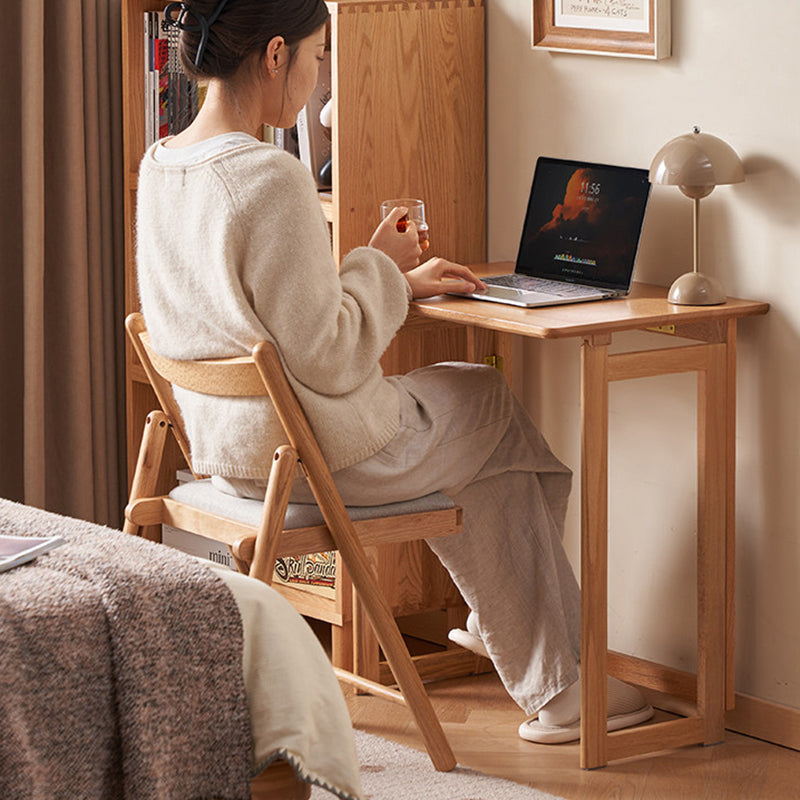 Modern Minimalist Rectangular Red Oak Wood Foldable Desk 1-Tier Storage For Home Office