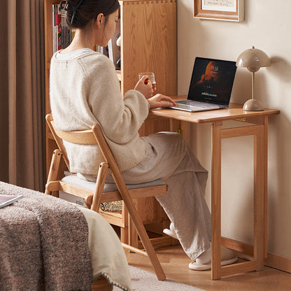 Modern Minimalist Rectangular Red Oak Wood Foldable Desk 1-Tier Storage For Home Office