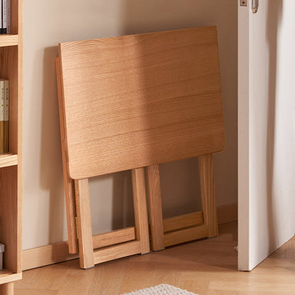 Modern Minimalist Rectangular Red Oak Wood Foldable Desk 1-Tier Storage For Home Office