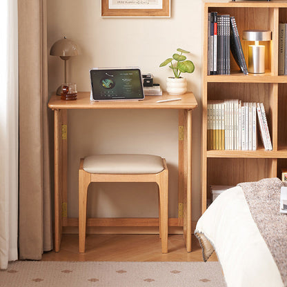 Modern Minimalist Rectangular Red Oak Wood Foldable Desk 1-Tier Storage For Home Office