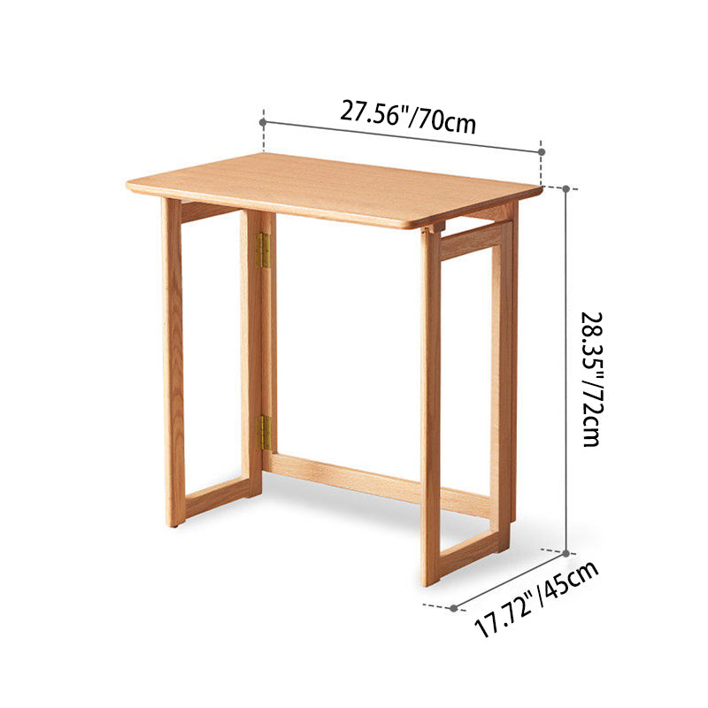 Modern Minimalist Rectangular Red Oak Wood Foldable Desk 1-Tier Storage For Home Office