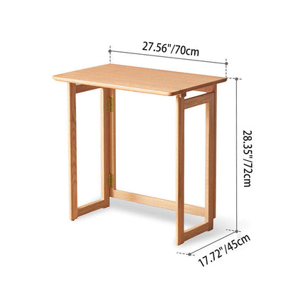 Modern Minimalist Rectangular Red Oak Wood Foldable Desk 1-Tier Storage For Home Office