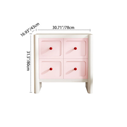 Contemporary Nordic Rectangular E1 Artificial Board Solid Wood Storage Cabinet 4-Drawer For Living Room