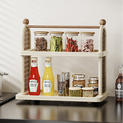 Modern Art Deco Arched Rectangular PP Plastic Wood Dismountable Cup Storage Shelf 2-Tier For Living Room
