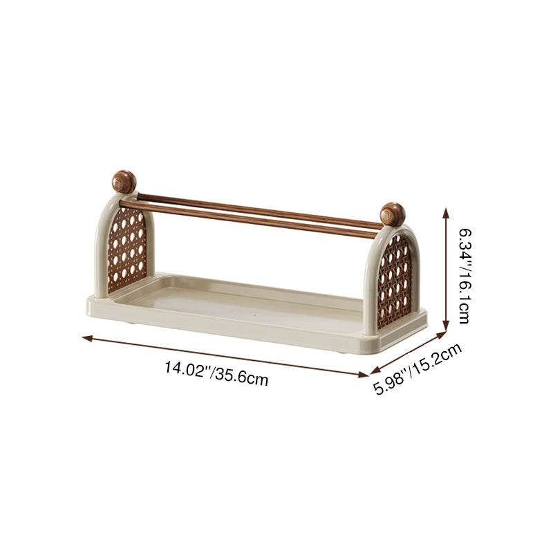 Modern Art Deco Arched Rectangular PP Plastic Wood Dismountable Cup Storage Shelf 2-Tier For Living Room