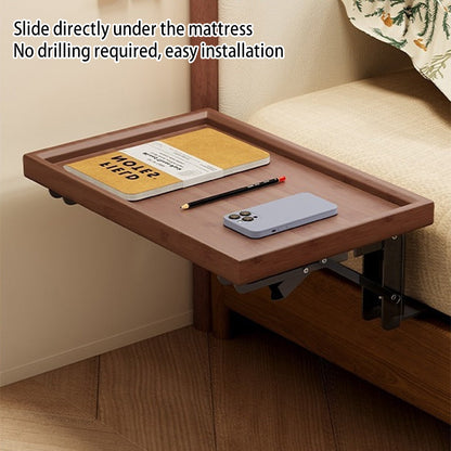Modern Minimalist Rectangular Bamboo Metal Foldable End Table 1-Tier Storage For Bedside