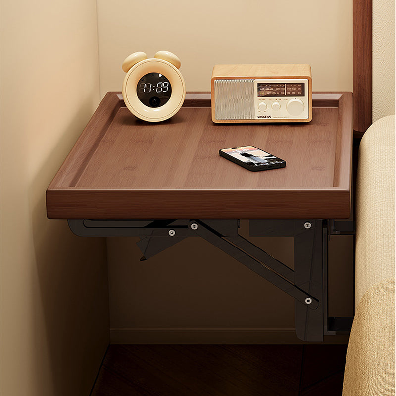 Modern Minimalist Rectangular Bamboo Metal Foldable End Table 1-Tier Storage For Bedside