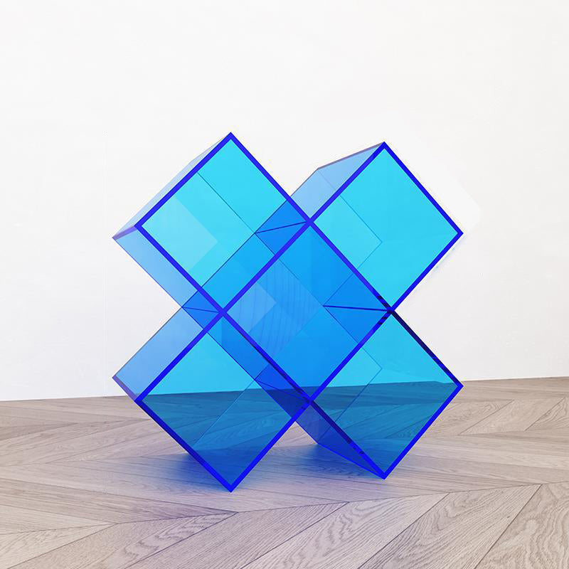 Contemporary Creative Acrylic X-Shaped Bookshelf 5-Storage Compartment For Living Room
