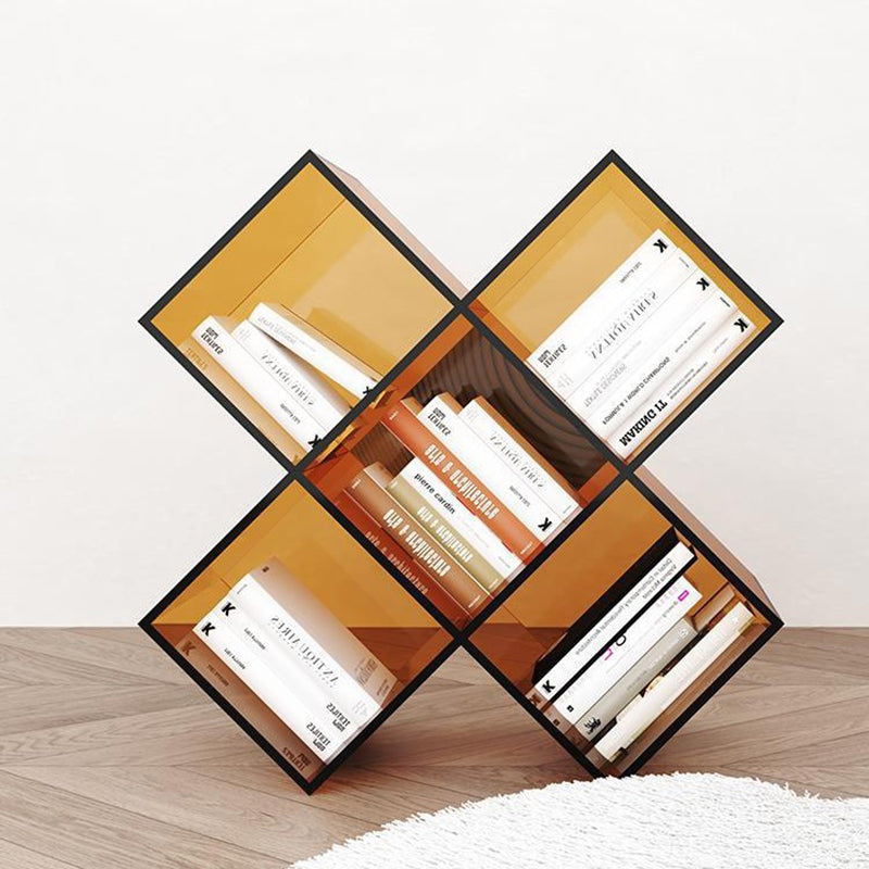Contemporary Creative Acrylic X-Shaped Bookshelf 5-Storage Compartment For Living Room