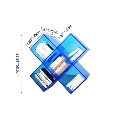 Contemporary Creative Acrylic X-Shaped Bookshelf 5-Storage Compartment For Living Room