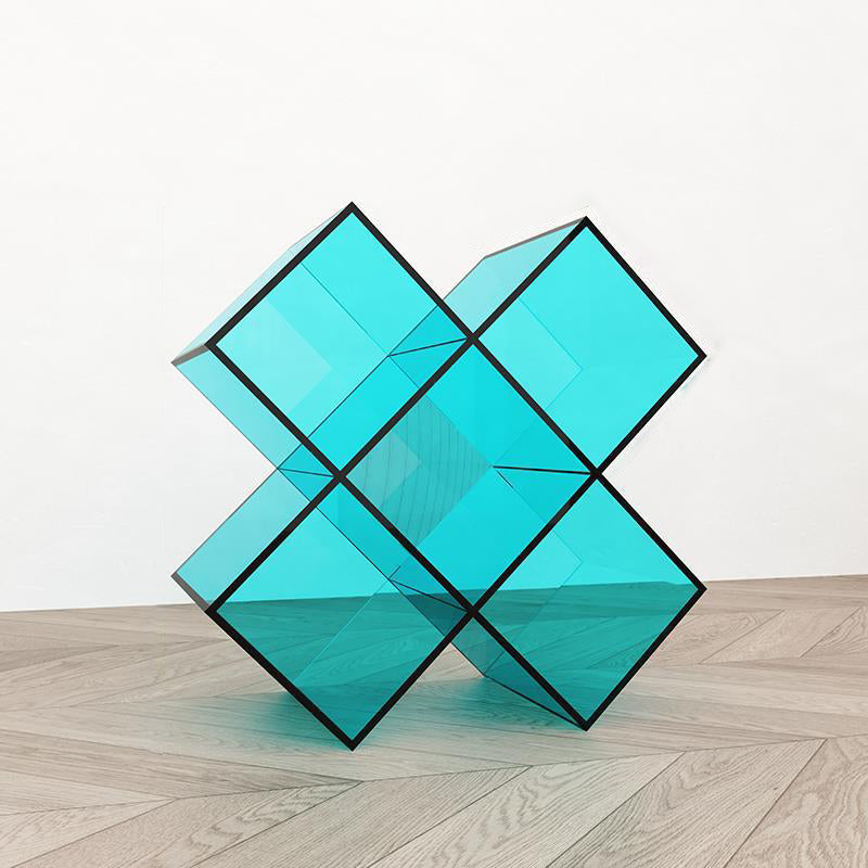 Contemporary Creative Acrylic X-Shaped Bookshelf 5-Storage Compartment For Living Room