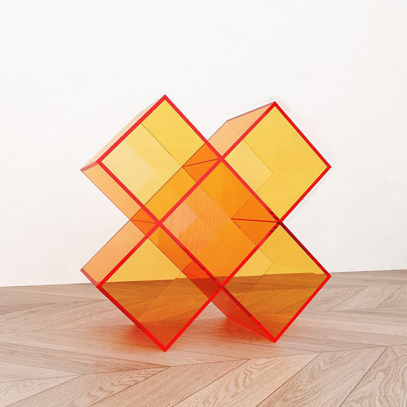 Contemporary Creative Acrylic X-Shaped Bookshelf 5-Storage Compartment For Living Room