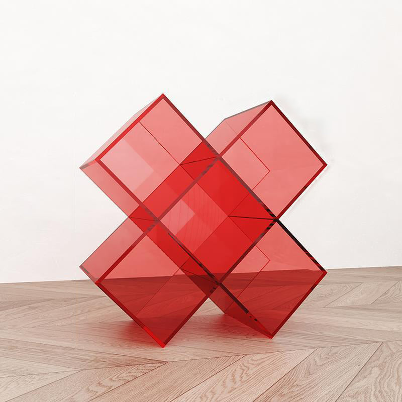 Contemporary Creative Acrylic X-Shaped Bookshelf 5-Storage Compartment For Living Room