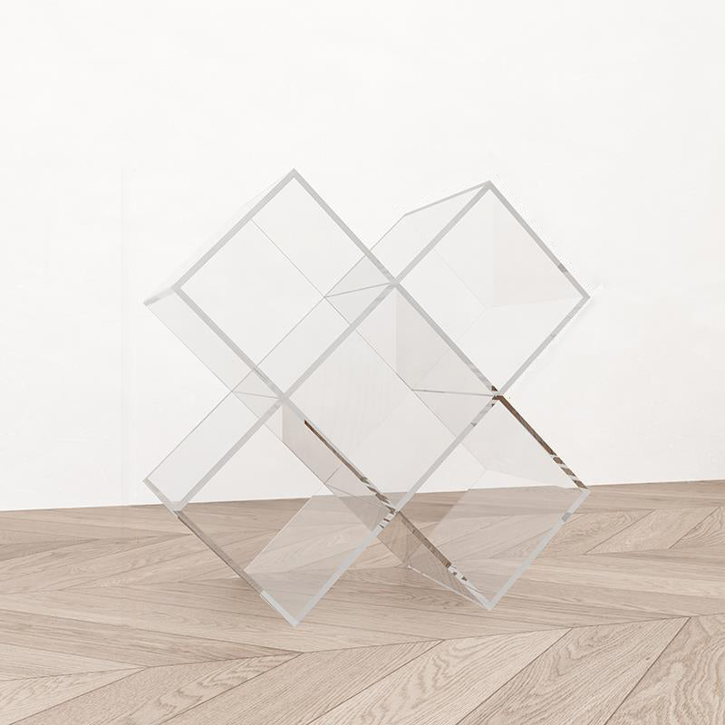 Contemporary Creative Acrylic X-Shaped Bookshelf 5-Storage Compartment For Living Room
