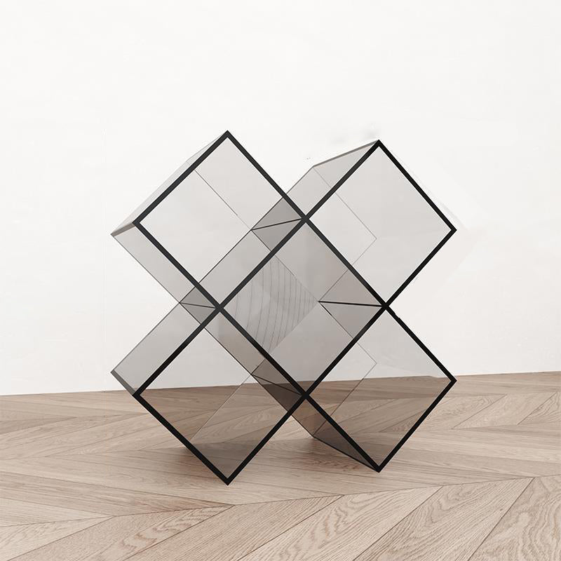 Contemporary Creative Acrylic X-Shaped Bookshelf 5-Storage Compartment For Living Room