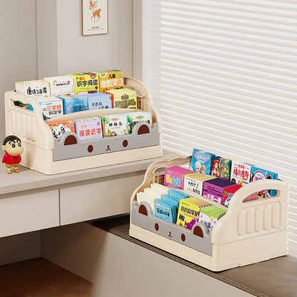 Modern Minimalist Cartoon Cat-Shaped PP & HIPS Foldable Kids Bookshelf 3-Storage For Study